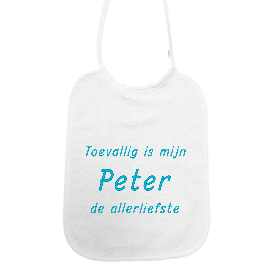 Slabbetje “Toevallig is mijn peter de allerliefste” – Origineel cadeau voor peter – Baby slab katoen