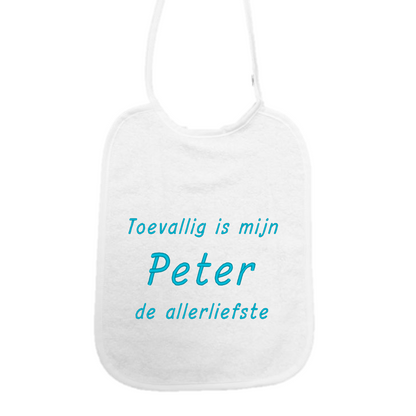 Slabbetje “Toevallig is mijn peter de allerliefste” – Origineel cadeau voor peter – Baby slab katoen