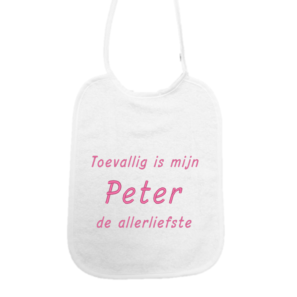 Slabbetje “Toevallig is mijn peter de allerliefste” – Origineel cadeau voor peter – Baby slab katoen