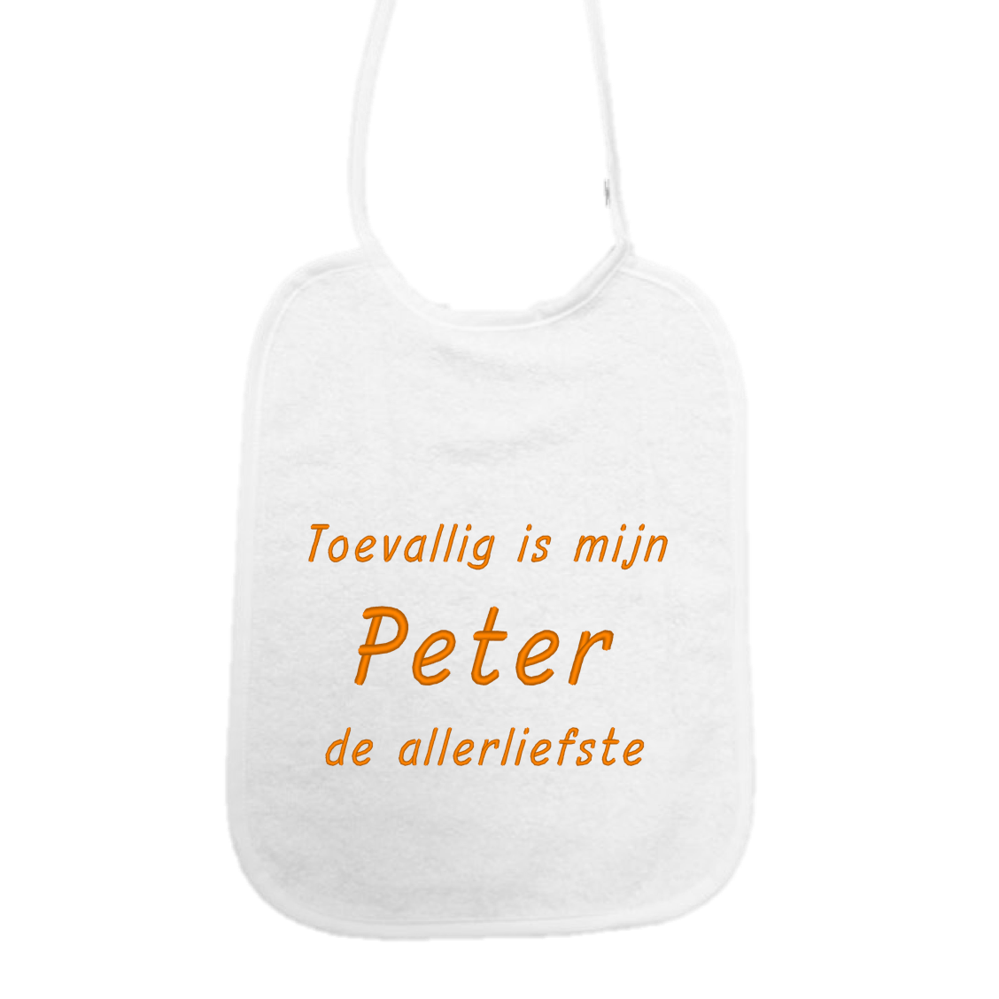 Slabbetje “Toevallig is mijn peter de allerliefste” – Origineel cadeau voor peter – Baby slab katoen
