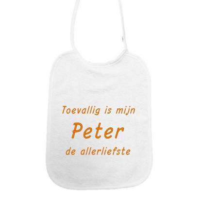 Slabbetje “Toevallig is mijn peter de allerliefste” – Origineel cadeau voor peter – Baby slab katoen
