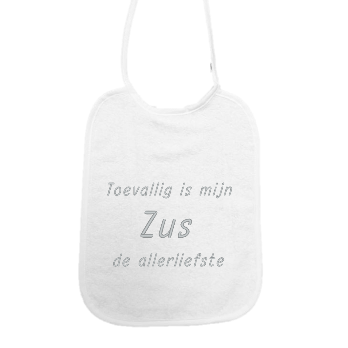 Slabbetje “Toevallig is mijn zus de allerliefste” – Baby slab met tekst – Baby slab katoen