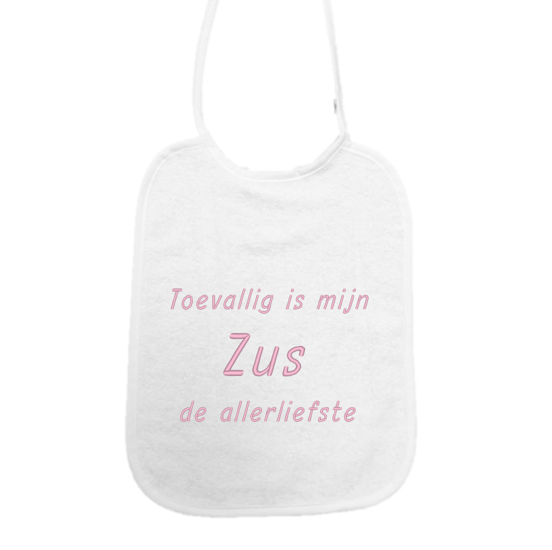 Slabbetje “Toevallig is mijn zus de allerliefste” – Baby slab met tekst – Baby slab katoen