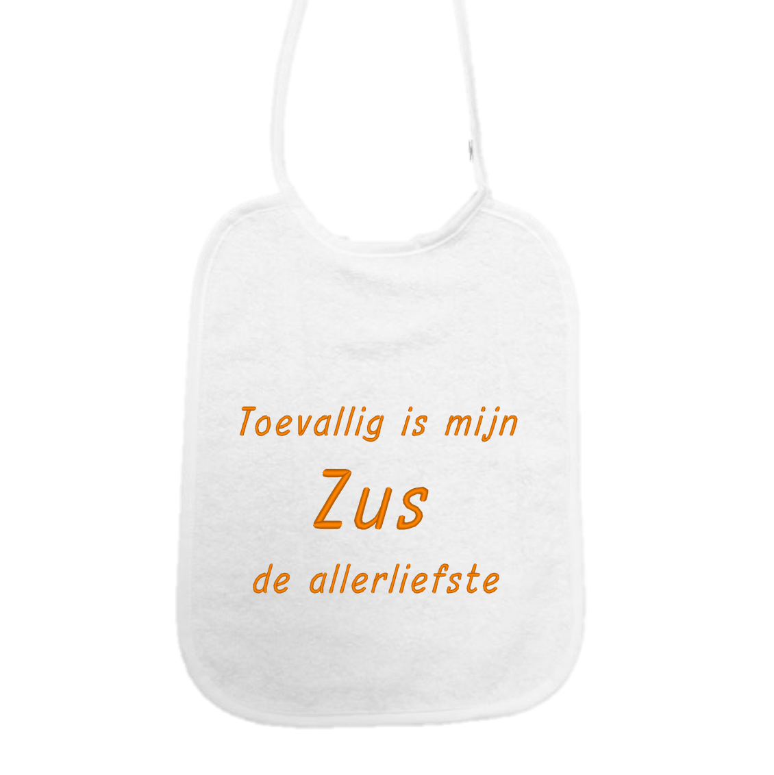 Slabbetje “Toevallig is mijn zus de allerliefste” – Baby slab met tekst – Baby slab katoen
