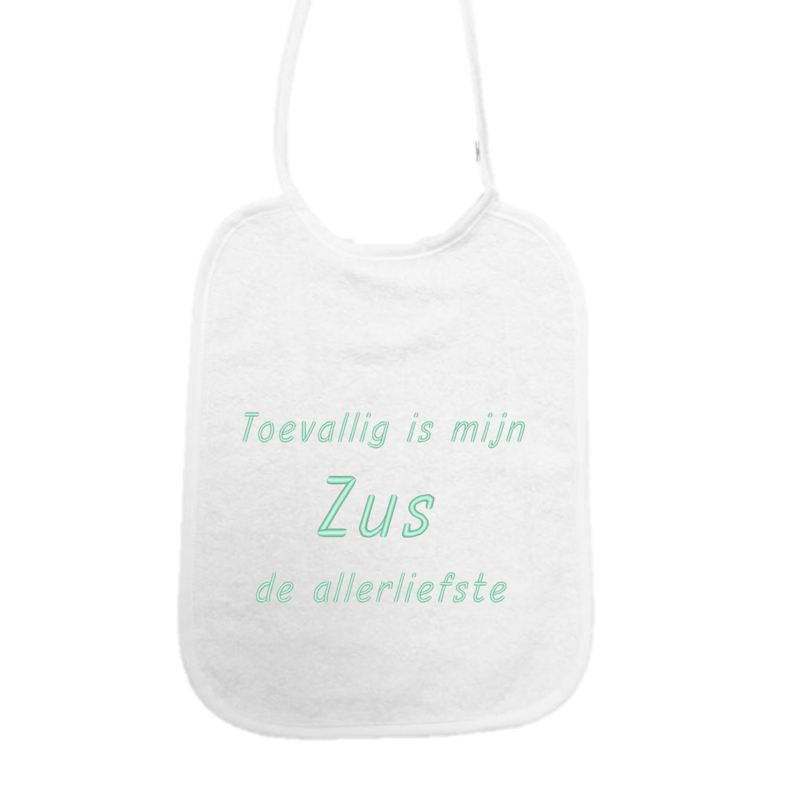 Slabbetje “Toevallig is mijn zus de allerliefste” – Baby slab met tekst – Baby slab katoen