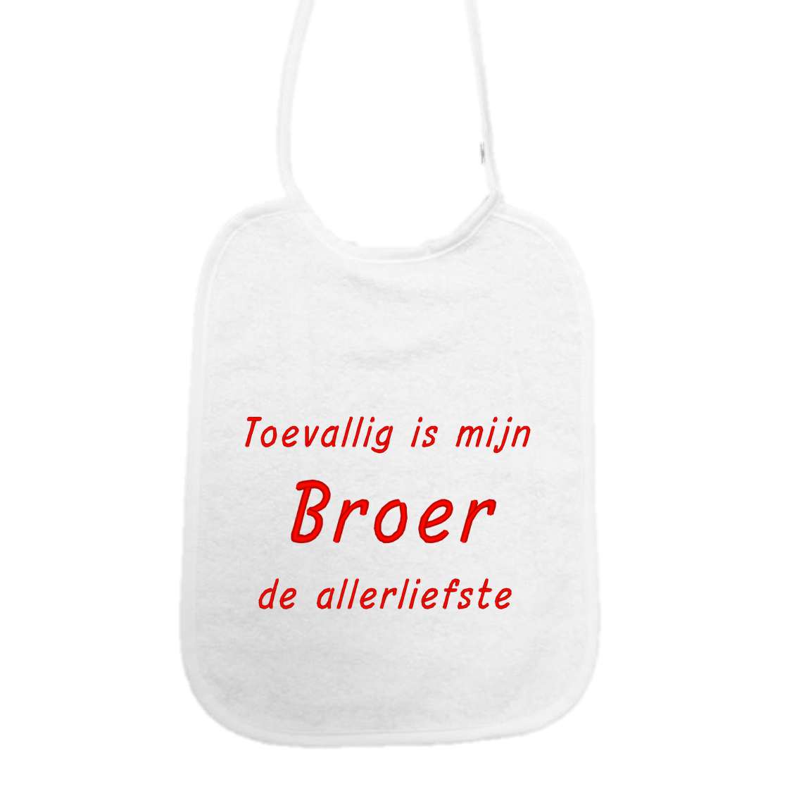 Slabbetje “Toevallig is mijn broer de allerliefste” – Baby slab met tekst – Cadeau broer