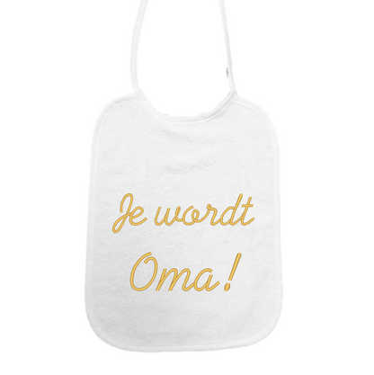 Slabbetje “Je wordt oma” – Zwangerschapsaankondiging cadeau – Baby slab katoen