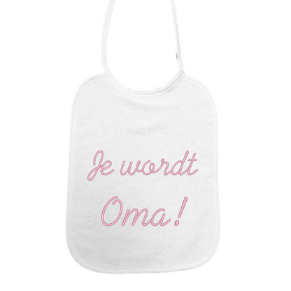 Slabbetje “Je wordt oma” – Zwangerschapsaankondiging cadeau – Baby slab katoen
