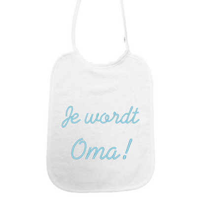 Slabbetje “Je wordt oma” – Zwangerschapsaankondiging cadeau – Baby slab katoen