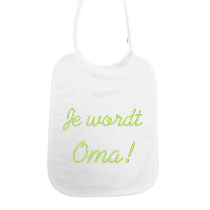 Slabbetje “Je wordt oma” – Zwangerschapsaankondiging cadeau – Baby slab katoen