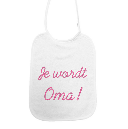 Slabbetje “Je wordt oma” – Zwangerschapsaankondiging cadeau – Baby slab katoen