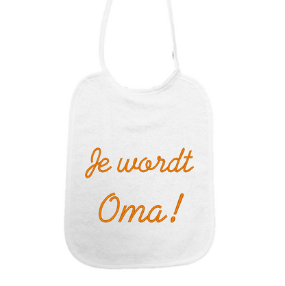 Slabbetje “Je wordt oma” – Zwangerschapsaankondiging cadeau – Baby slab katoen