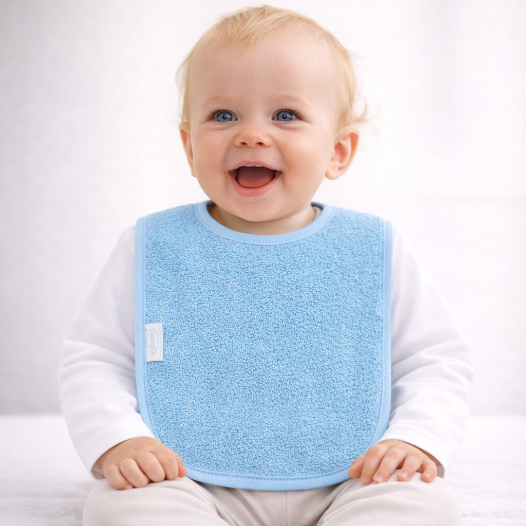 Slab met naam | Gepersonaliseerde baby slab katoen | Sky Blue