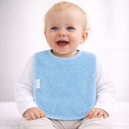 Slab met naam | Gepersonaliseerde baby slab katoen | Sky Blue