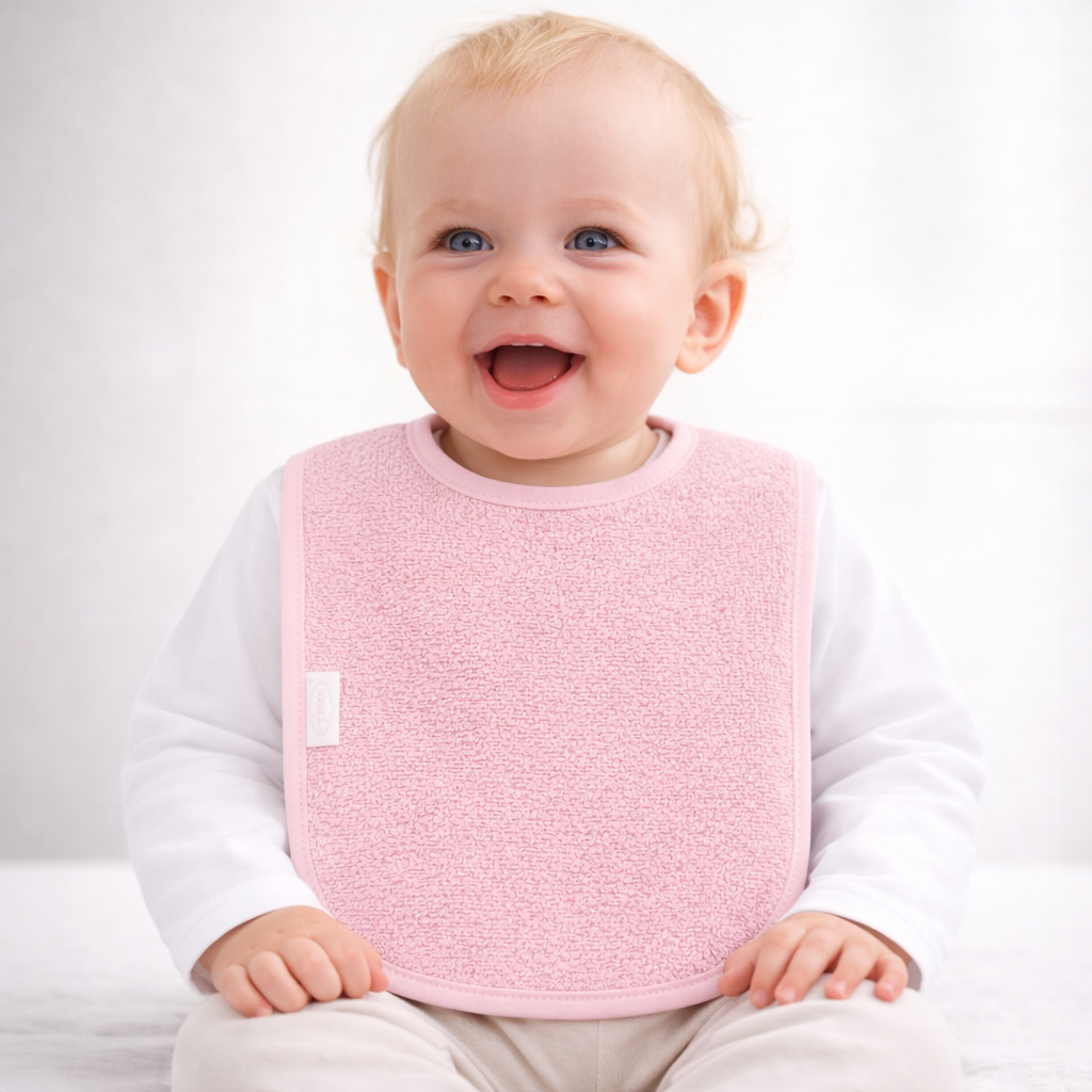 Slab met naam | Gepersonaliseerde baby slab katoen | Baby Pink