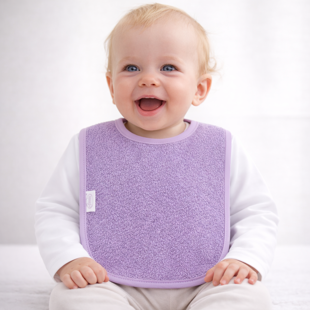 Slab met naam | Gepersonaliseerde baby slab katoen | Soft Lavender