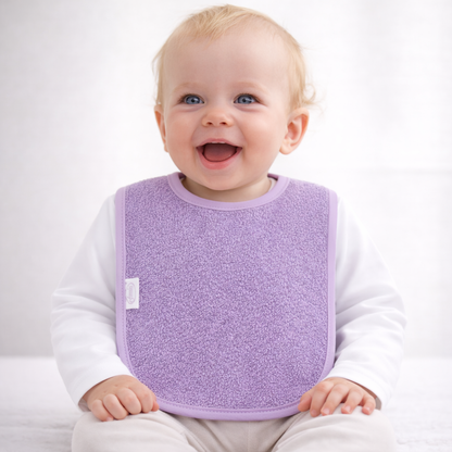 Slab met naam | Gepersonaliseerde baby slab katoen | Soft Lavender