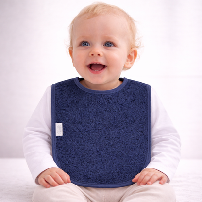 Slab met naam | Gepersonaliseerde baby slab katoen | Deep Nacy