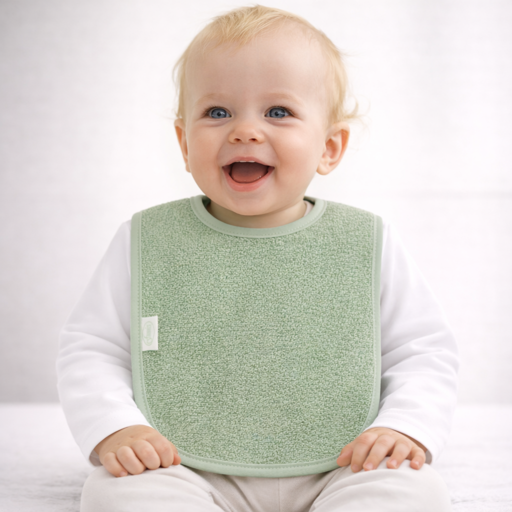 Slab met naam | Gepersonaliseerde baby slab katoen | Forest Moss