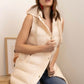 Sleeveless puffer jacket with hood beige