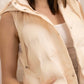 Sleeveless puffer jacket with hood beige