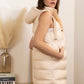 Sleeveless puffer jacket with hood beige