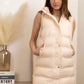Sleeveless puffer jacket with hood beige