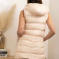 Sleeveless puffer jacket with hood beige