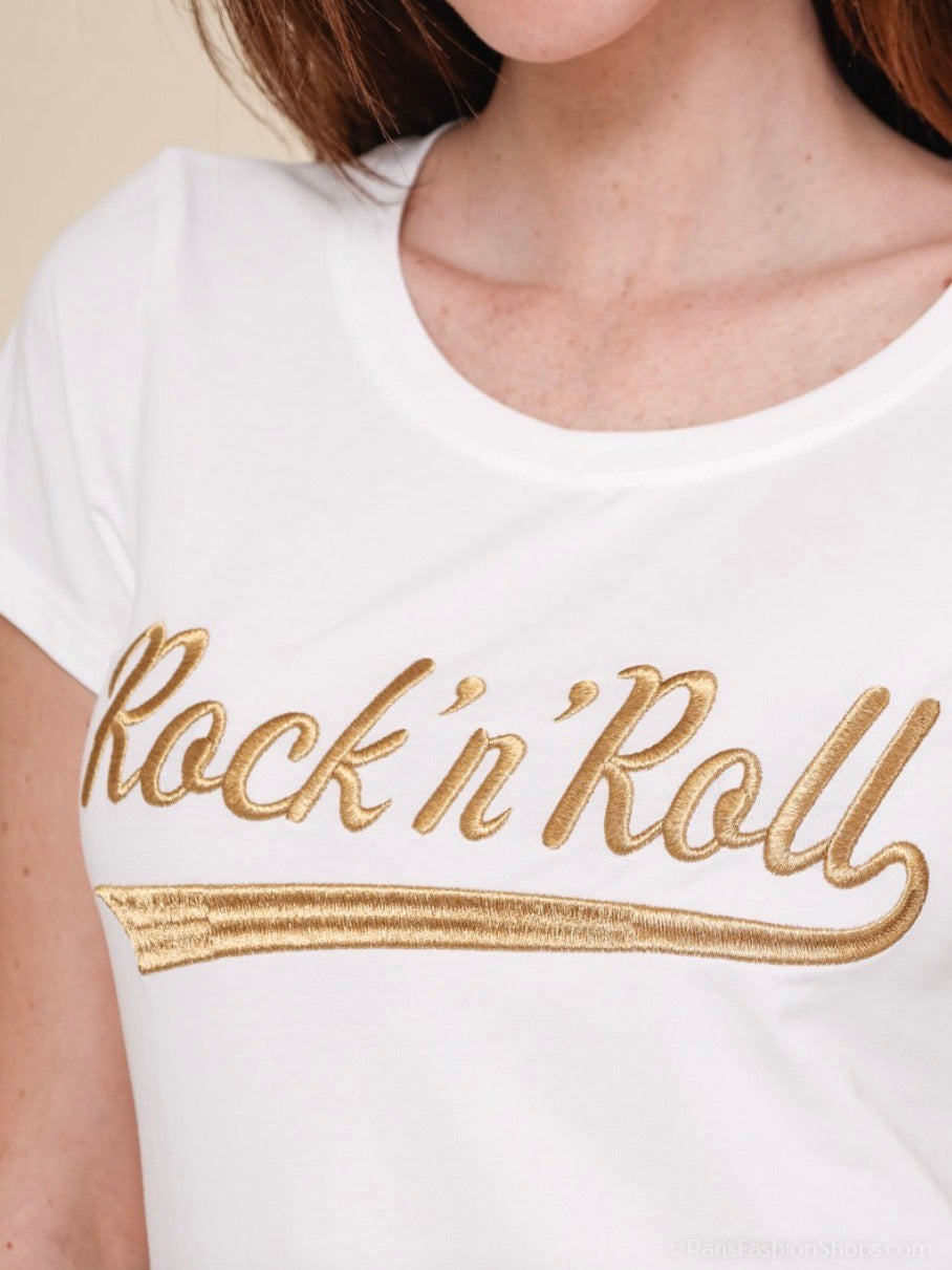 T-shirt Rock and roll goud