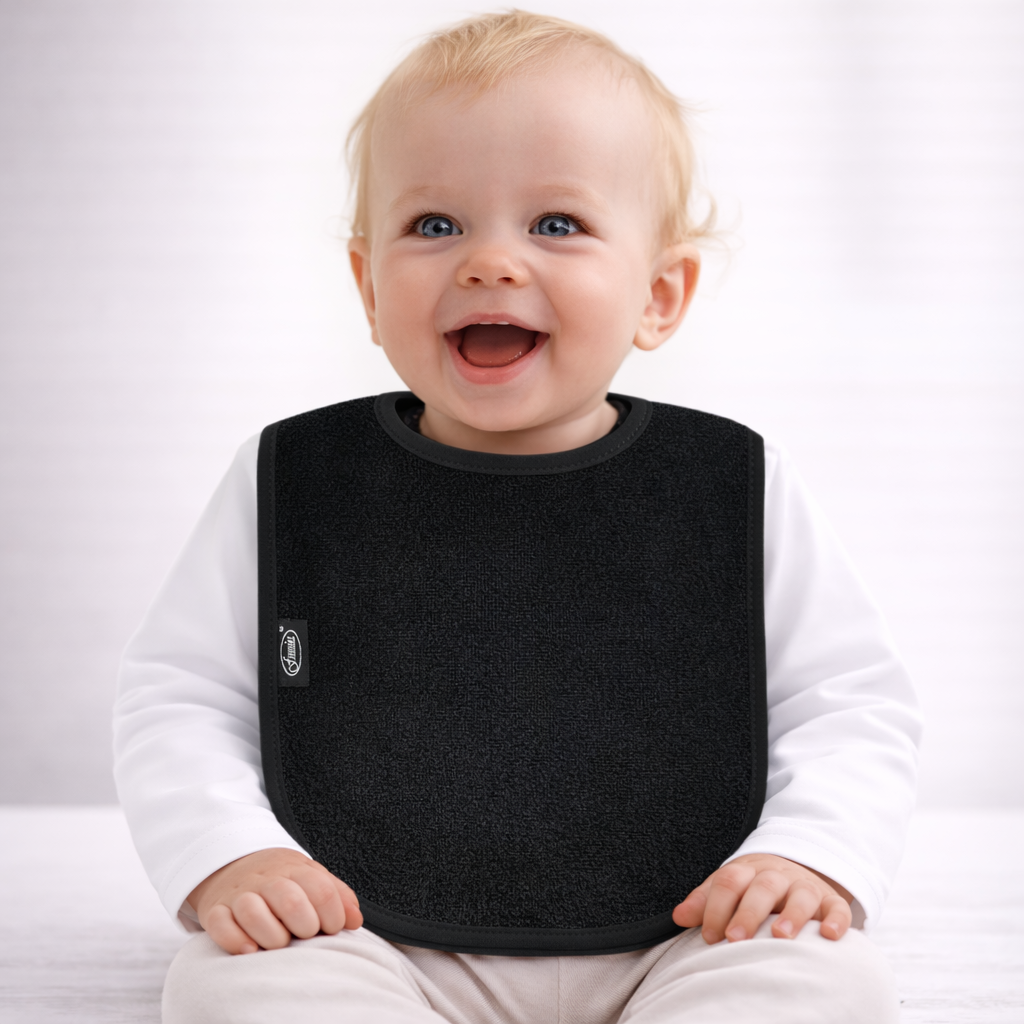 Slab met naam | Gepersonaliseerde baby slab katoen | Midnight Black