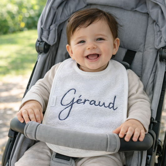 Slab met naam | Gepersonaliseerde baby slab katoen | Soft Cloud