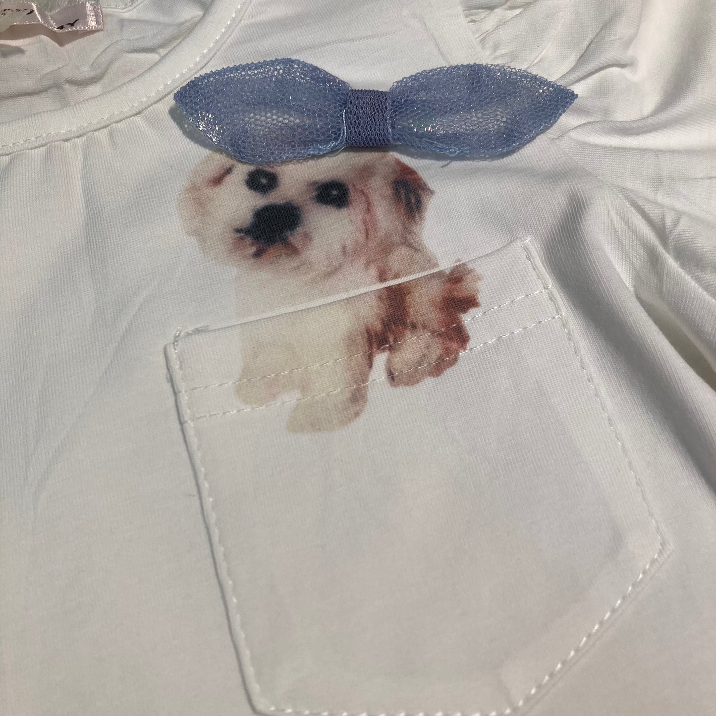 T-shirt puppy blauwe strik