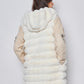 Sleeveless coat with sleeveless hood Ecru