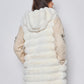 Sleeveless coat with sleeveless hood Ecru