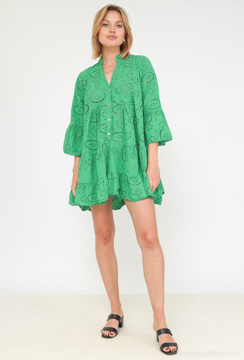 Embroidered Dress groen