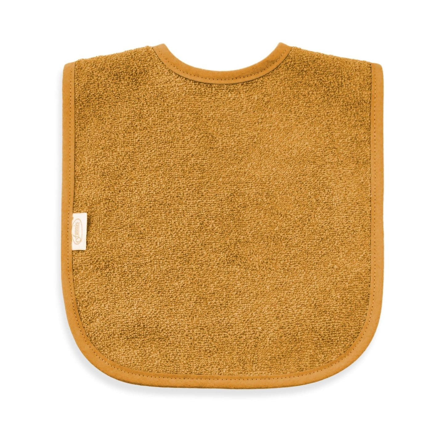 Slab met naam | Gepersonaliseerde baby slab katoen | Gold Ocher