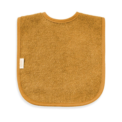 Slab met naam | Gepersonaliseerde baby slab katoen | Gold Ocher