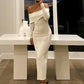 Off Shoulder Sweater Dress cream
