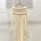 Off Shoulder Sweater Dress cream