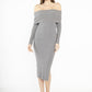 Off Shoulder Sweater Dress grijs