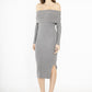 Off Shoulder Sweater Dress grijs