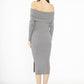 Off Shoulder Sweater Dress grijs