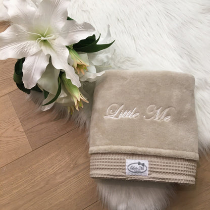 Warm Wafel Winterdekentje met naam | Gepersonaliseerde | Warm sand