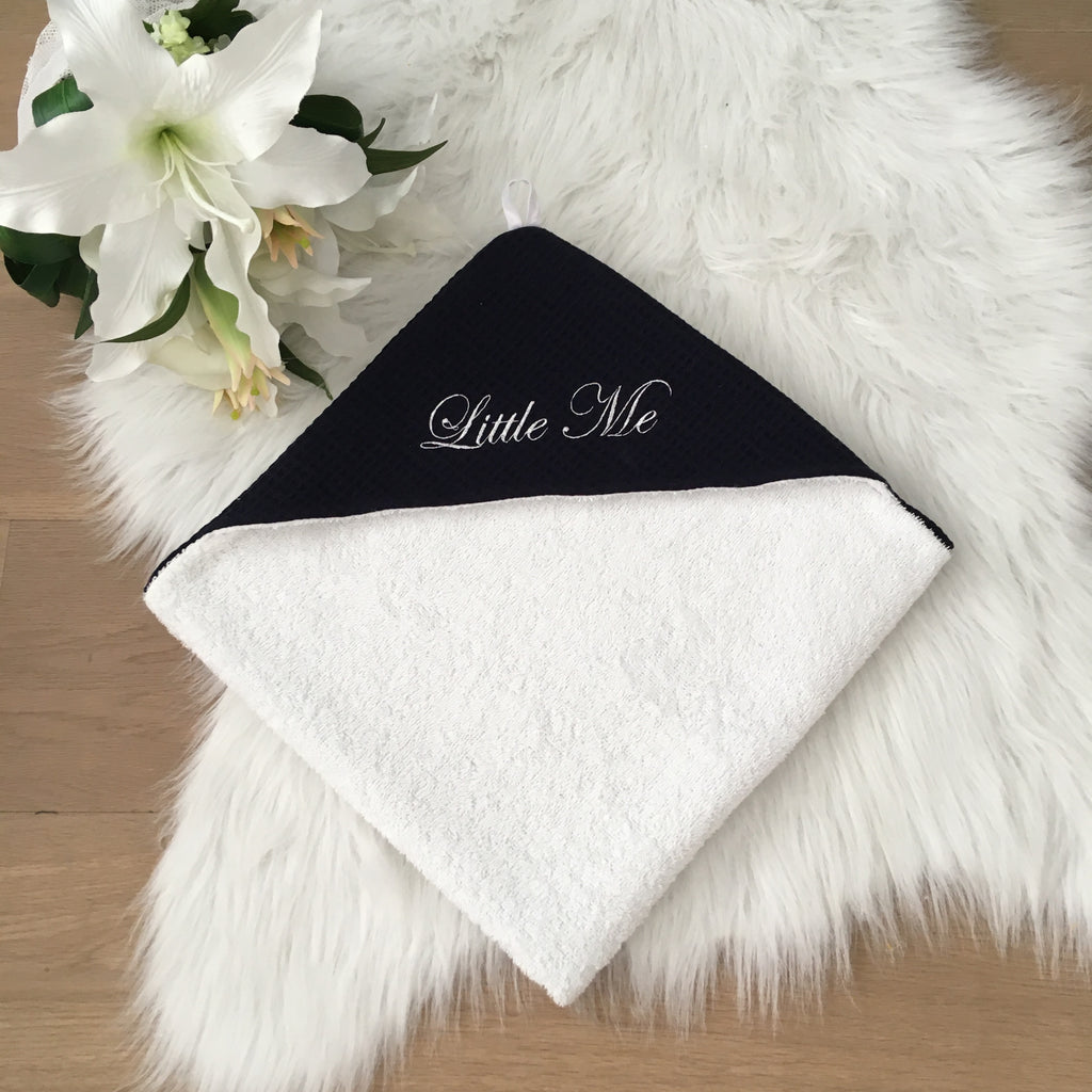 Babycape Wafel marineblauw/wit