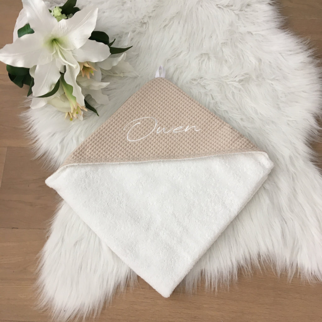 Babycape Wafel beige/wit