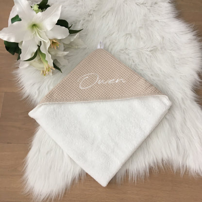 Warm Wafel Babycape Mila met naam Warm Sand