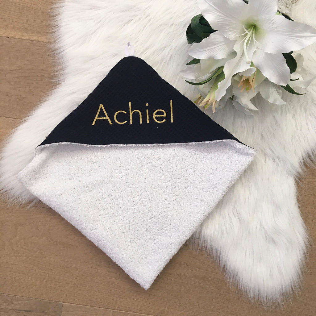 Babycape Wafel marineblauw/wit