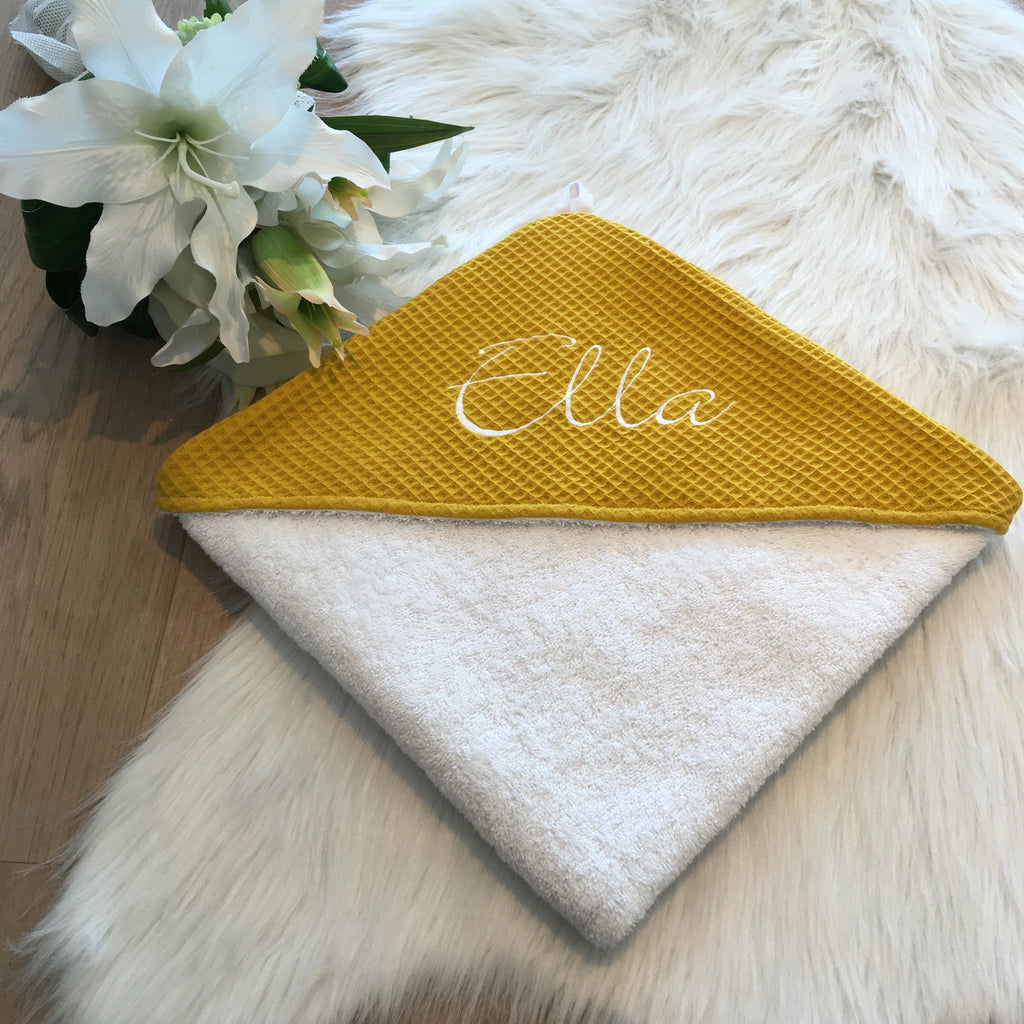 Babycape Wafel oker/wit