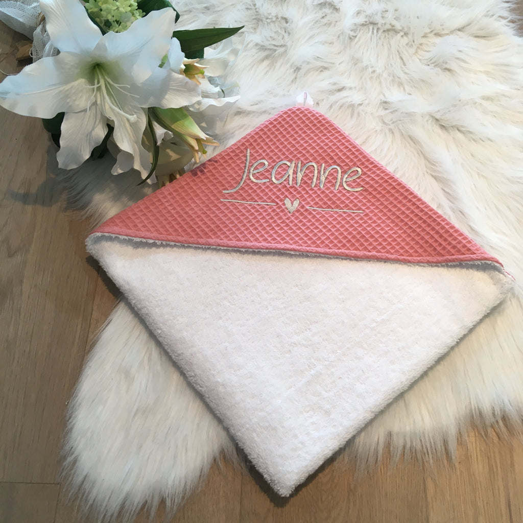 Babycape Wafel koraal/wit