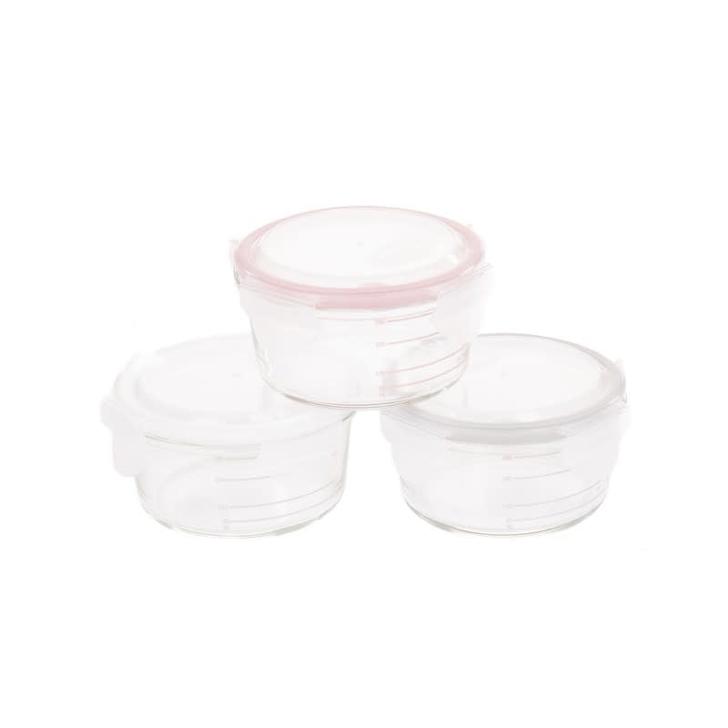 B-Bowls Glass Wit-Grijs-Roze 360ml (3stuks)